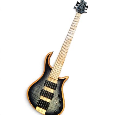 Custom Onyx Setius Gray Burst Flamed Maple Top 6 String Bass - Image 5