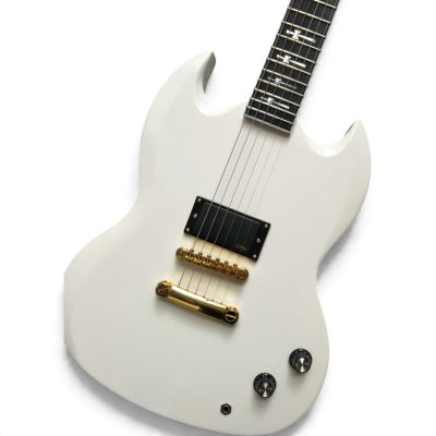 Custom Crown SG Single Pickup White Tony Lommi Finish Cross Inlay Guitar