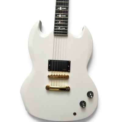 Custom Crown SG Single Pickup Alpine White Tony Iommi Finish Cross Inlay Guitar