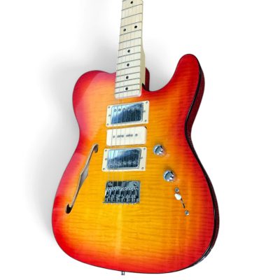 Custom Regent Thinline Fhole Cherry Sunburst Flamed Maple Top Electric Guitar 3 Pickups