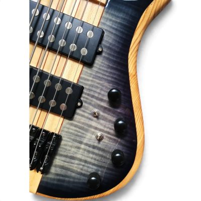Custom Onyx Setius Gray Burst Flamed Maple Top 6 String Bass - Image 6