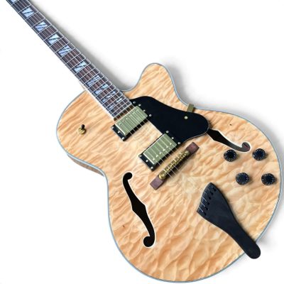 Custom Crown Byrdland Natural Blonde Quilted Maple Top Fhole Guitar - Image 2