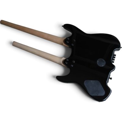 Custom Diplomat Black Double Neck Headless 4 String Bass Neck 6 String Guitar Neck - Image 4