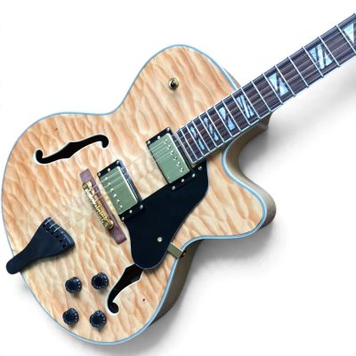 Custom Crown Byrdland Natural Blonde Quilted Maple Top Fhole Guitar - Image 3
