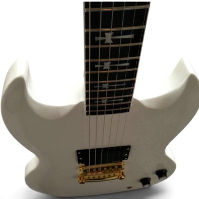 Custom Crown SG Single Pickup Alpine White Tony Iommi Finish Cross Inlay Guitar - Image 5