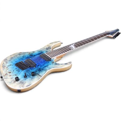 Custom Onyx Regius Blue Burst Burl Maple Top 6 String Electric Guitar - Image 4