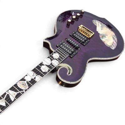 Custom Monarch Purple Quilted Maple Top Lotus Guitar Pin Up Girl Abalone Mother Of Pearl Inlay - Image 2