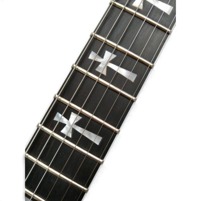 Custom Crown SG Single Pickup White Tony Lommi Finish Cross Inlay Guitar - Image 6