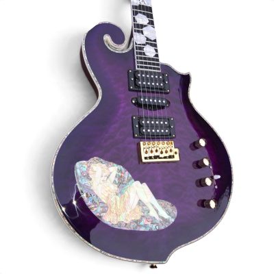 Custom Monarch Purple Quilted Maple Top Lotus Guitar Pin Up Girl Abalone Mother Of Pearl Inlay