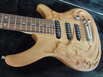 Custom Regent Mermaid Carved Engrave Natural Hand Rubbed Oil Finish Guitar - Image 5