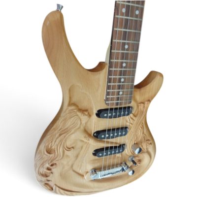 Custom Regent Mermaid Carved Engrave Natural Hand Rubbed Oil Finish Guitar