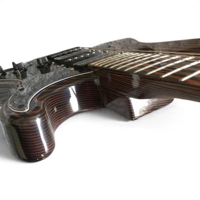 Custom Regent Zebra Wood 6 String Electric Guitar Black Pickguard - Image 2