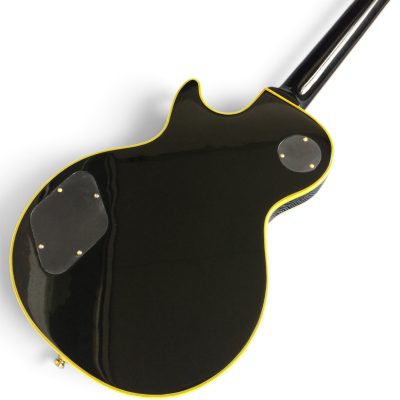 Custom Crown Peter Frampton Black Beauty 6 String Electric Guitar 3 Pickups Yellow Bindings - Image 3