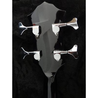 Custom Dynasty Kiss Gloss Black White Pinstripe Band Edge Gene Simmons Punisher 4 String Bass - Image 7