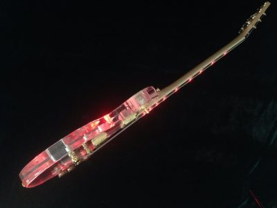 Custom Crown Plexiglass Acrylic Lucite Body Red LED Light Electric Guitar - Image 5