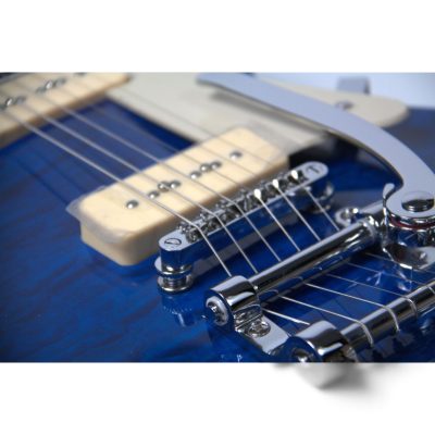 Custom Crown Blue Quilt Top Neil Young Bigsby Vibrato Tailpiece P90 Pickups Guitar - Image 5