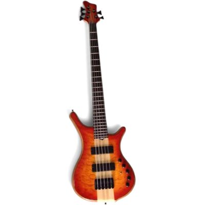 Custom Onyx Comodous Amber Cherry Burst 5 String Bass - Image 4