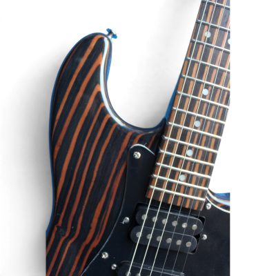 Custom Regent Zebra Wood 6 String Electric Guitar Black Pickguard - Image 3