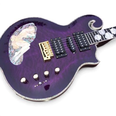 Custom Monarch Purple Quilted Maple Top Lotus Guitar Pin Up Girl Abalone Mother Of Pearl Inlay - Image 4