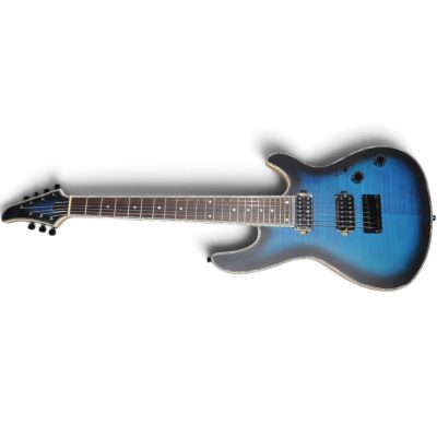 Custom Onyx Regius Black Blue Burst Flamed Maple Top 7 String Guitar - Image 2