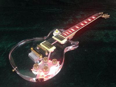 Custom Crown Plexiglass Acrylic Lucite Body Red LED Light Electric Guitar - Image 7