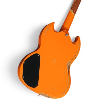 Custom Crown SG Wraparound Bridge Yungblud Neon Relic Orange P90 Single Pickup Guitar - Image 4