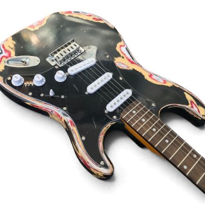Custom Regent SRV Heavy Aged Relic Finish Stevie Ray Black Electric Guitar - Image 6