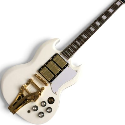 Custom Crown SG Jimi Hendrix Polaris White 6 String Electric Guitar 3 Pickups Bigsby Tremolo - Image 5