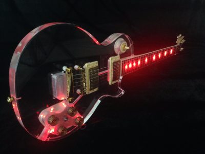 Custom Crown Plexiglass Acrylic Lucite Body Red LED Light Electric Guitar - Image 8