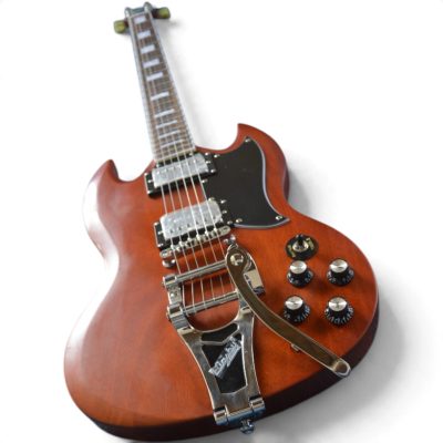 Custom Crown SG Angus Satin Brown Red Finish Bigsby Electric Guitar - Image 7