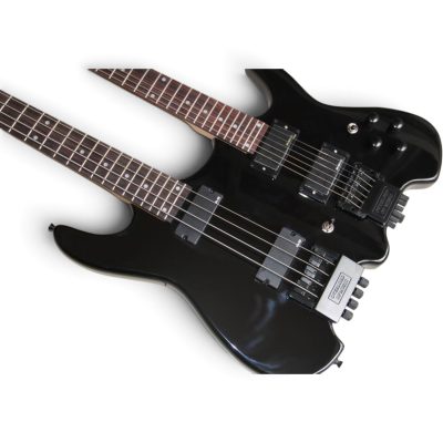 Custom Diplomat Black Double Neck Headless 4 String Bass Neck 6 String Guitar Neck - Image 7