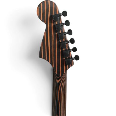 Custom Regent Zebra Wood 6 String Electric Guitar Black Pickguard - Image 6
