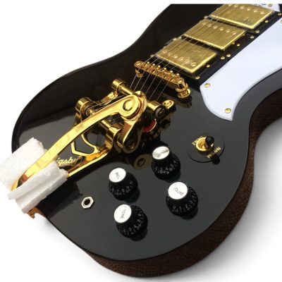 Custom Crown SG Rosetta Ebony Black 6 String Electric Guitar 3 Pickups Bigsby Tremolo - Image 6