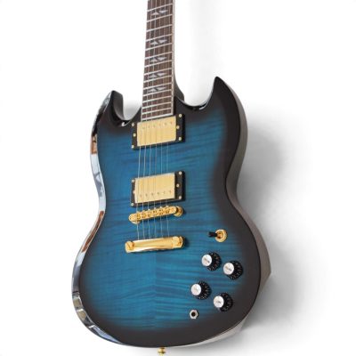 Custom Crown SG Supreme Blue Burst Flamed Maple Top Electric Guitar