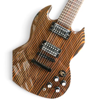 Custom Crown SG Zebra Wood Finish 7 String Guitar - Image 5
