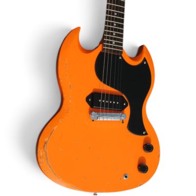 Custom Crown SG Wraparound Bridge Yungblud Neon Relic Orange P90 Single Pickup Guitar - Image 7