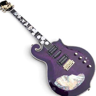 Custom Monarch Purple Quilted Maple Top Lotus Guitar Pin Up Girl Abalone Mother Of Pearl Inlay - Image 5