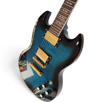 Custom Crown SG Supreme Blue Burst Flamed Maple Top Electric Guitar - Image 6