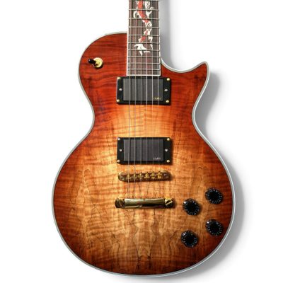 Custom Crown Natural Koa Flamed Maple Top Electric Guitar Dragon Inlay