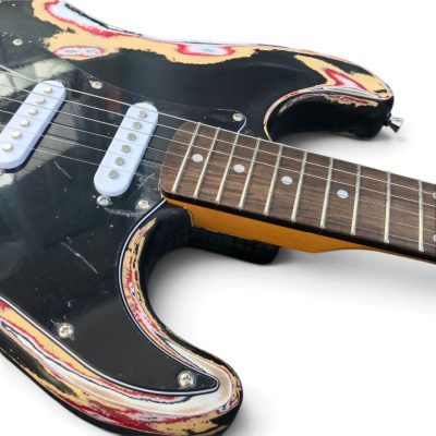 Custom Regent SRV Heavy Aged Relic Finish Stevie Ray Black Electric Guitar - Image 8