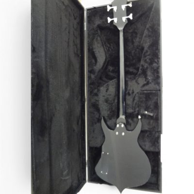Custom Dynasty Kiss Gloss Black White Pinstripe Band Edge Gene Simmons Punisher 4 String Bass - Image 12