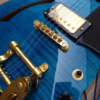Custom Crown Johnny A Pelham Blue Burst Flame Maple Top Bigsby Vibrato Tailpiece Guitar - Image 15