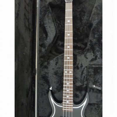 Custom Dynasty Kiss Gloss Black White Pinstripe Band Edge Gene Simmons Punisher 4 String Bass - Image 11