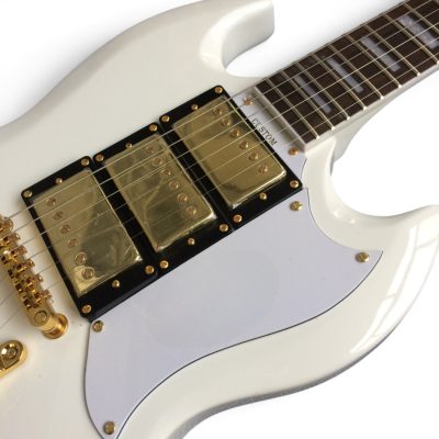 Custom Crown SG Jimi Hendrix Polaris White 6 String Electric Guitar 3 Pickups Bigsby Tremolo - Image 7