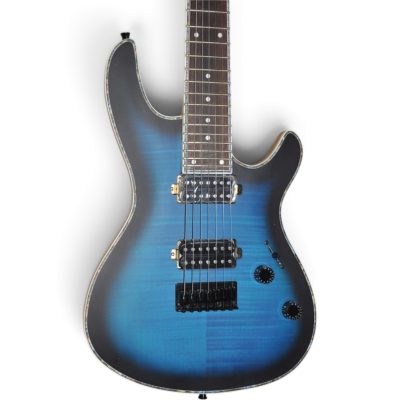 Custom Onyx Regius Black Blue Burst Flamed Maple Top 7 String Guitar