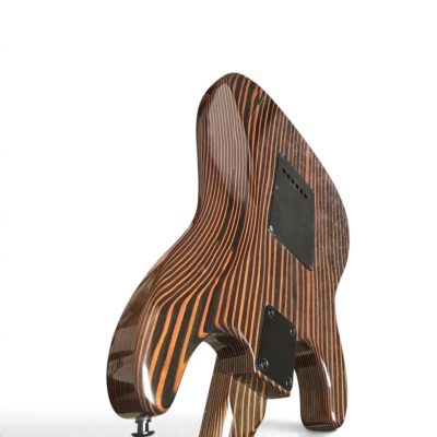 Custom Regent Zebra Wood 6 String Electric Guitar Black Pickguard - Image 8