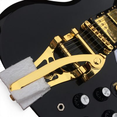 Custom Crown SG Rosetta Ebony Black 6 String Electric Guitar 3 Pickups Bigsby Tremolo - Image 8