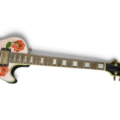 Custom Crown Armstrong Light Pink Coral Red Rose Flower Bigsby Tremolo Guitar - Image 7