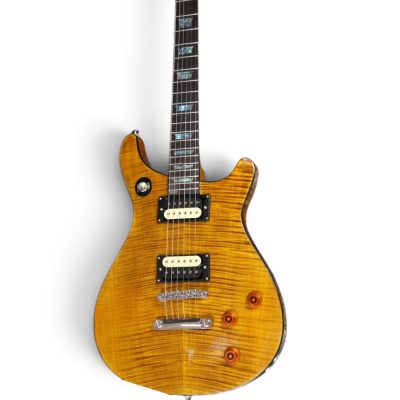 Custom Crown Moore Double Cutaway Honey Burst Flamed Tiger Maple Top Guitar - Image 7