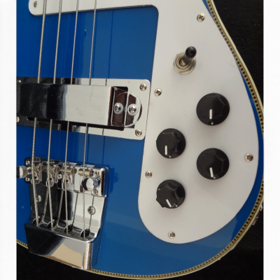 Custom Nova 4003 Checkerboard Bindings Blue 4 String Bass - Image 4